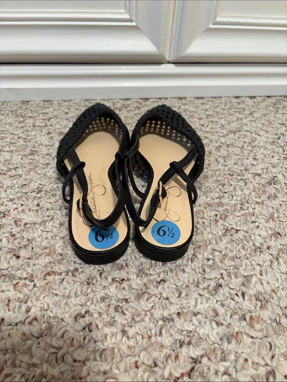 Jessica Simpson Black Woven Pointed Slingback Flats